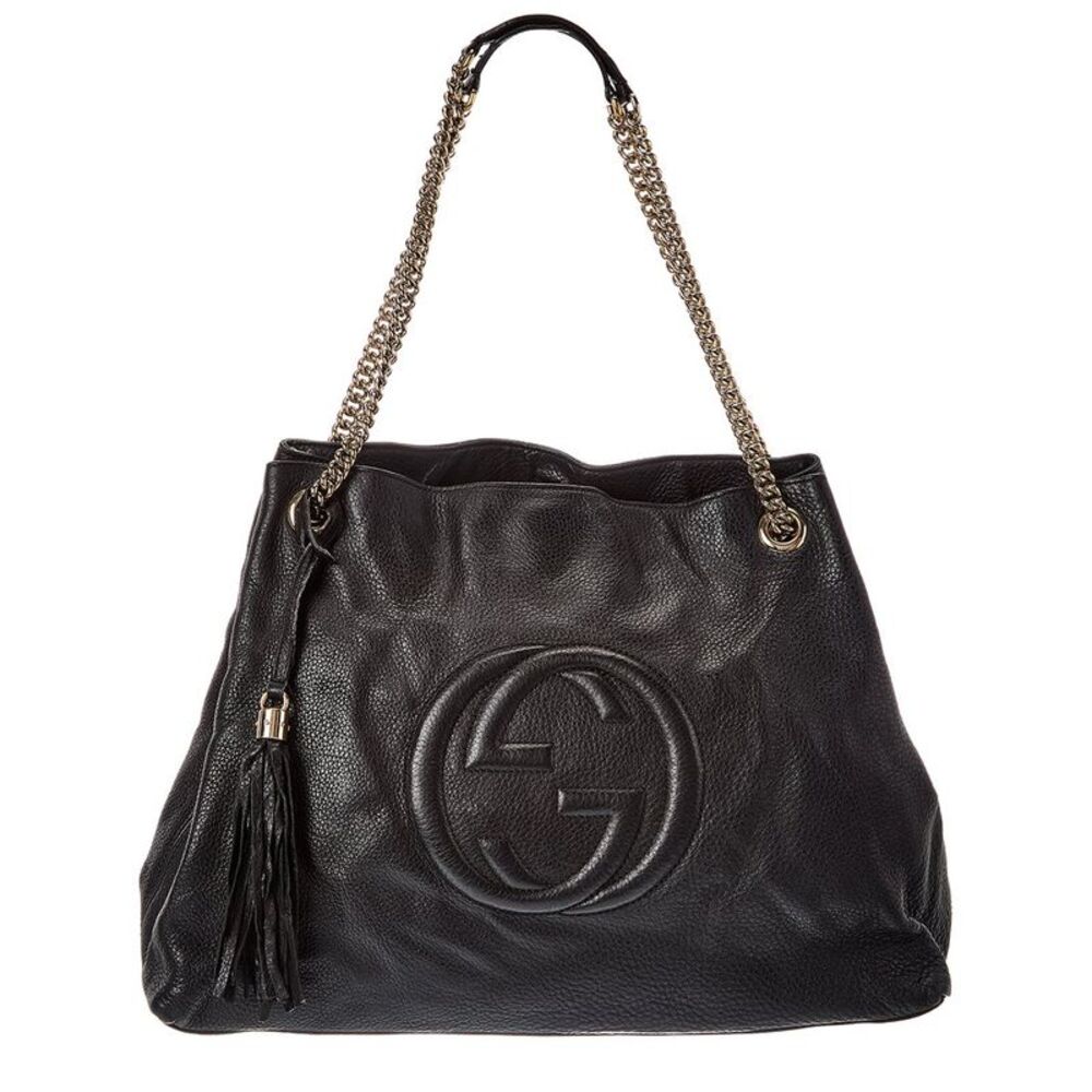 Gucci Black Lambskin Leather Black Soho Chain Tote (Authentic Pre-Loved)